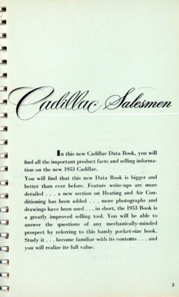 1953 Cadillac Salesmans Data Book Page 118